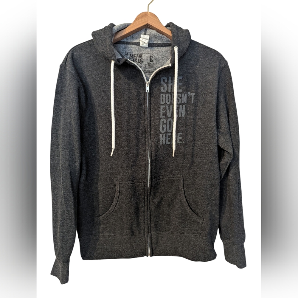 MEAN GIRLS Broadway Musical Movie Hooded front Zip Sweatshirt Hoodie Medium Gray